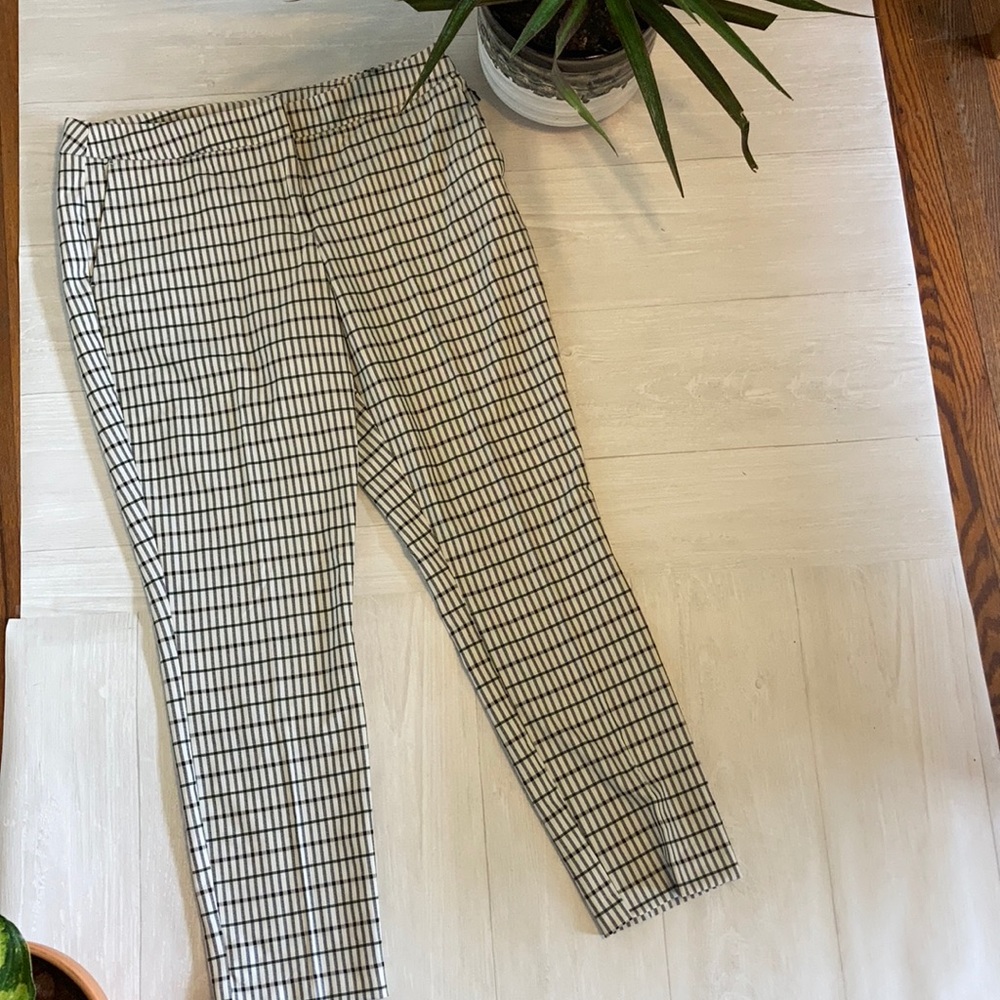 NWT Rachel Zoe White Plaid Taped Leg Pants